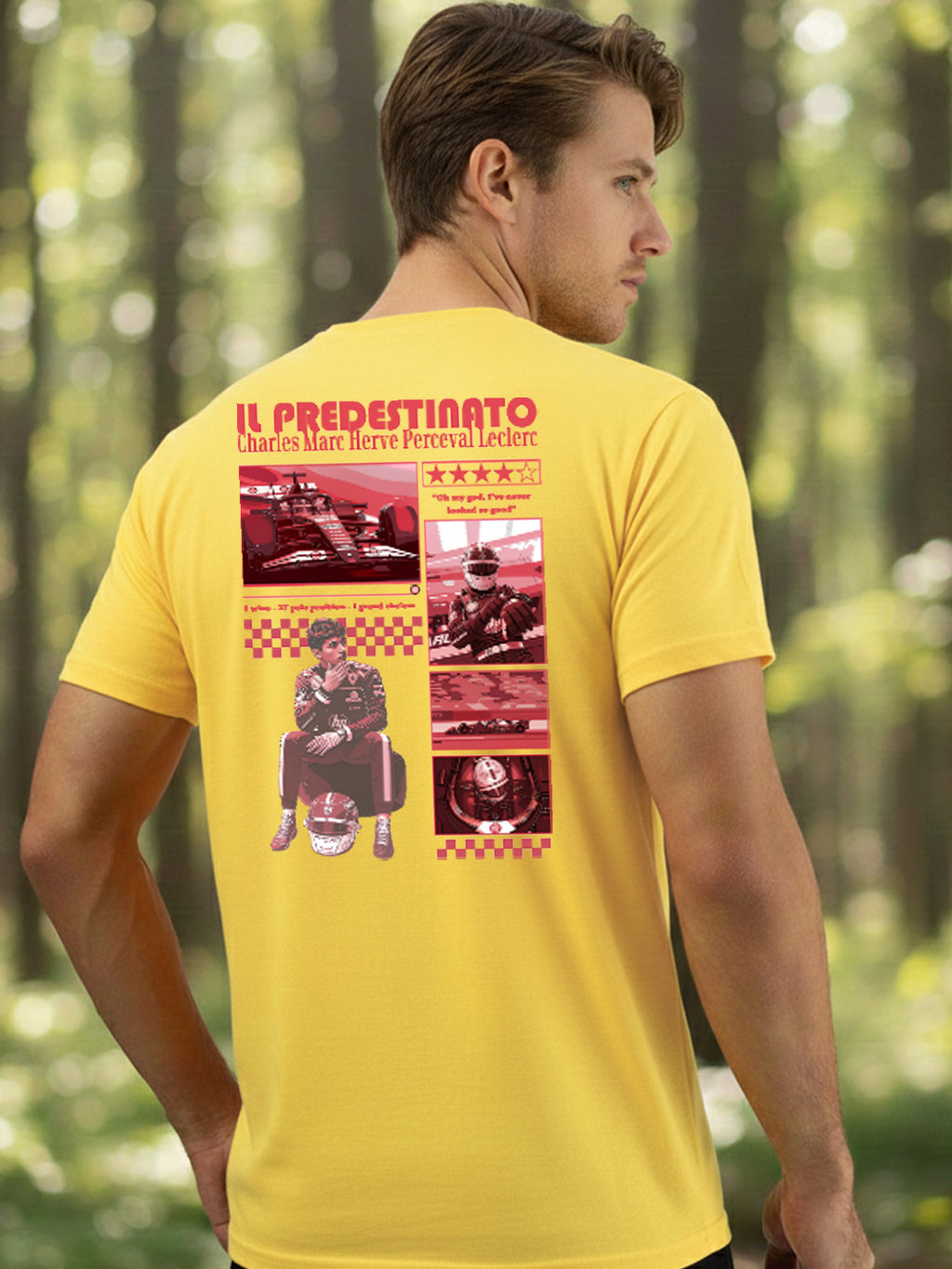 Greylongg Round Neck Ferrari Design Printed T-Shirt.
