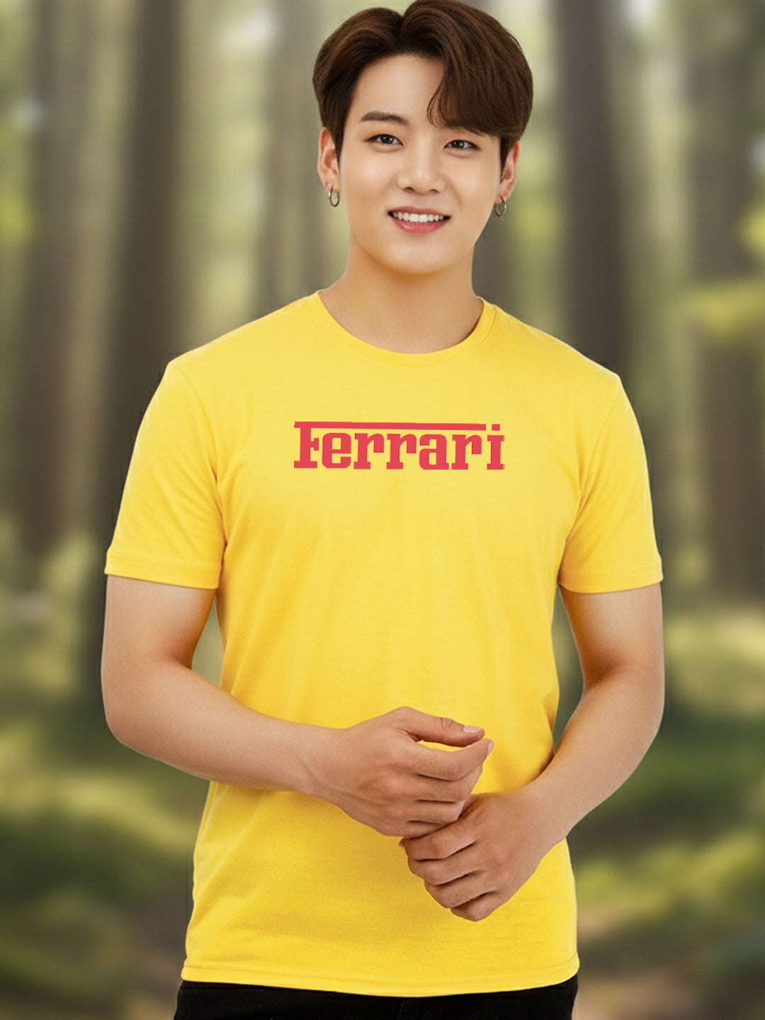 Greylongg Round Neck Ferrari Design Printed T-Shirt.