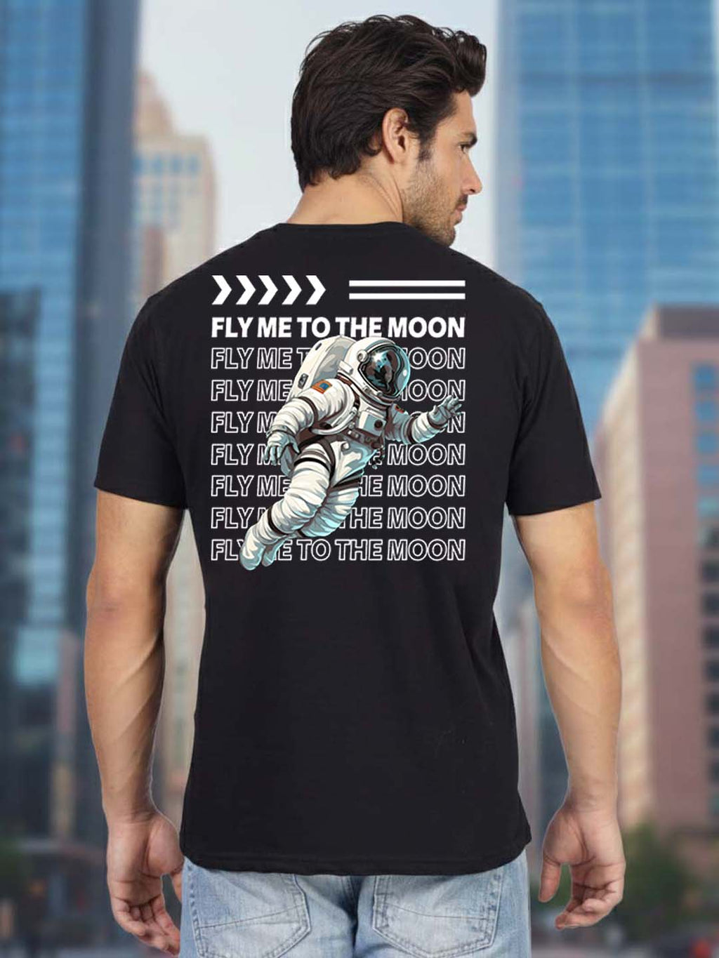 Greylongg Round Neck Nasa Design Printed T-Shirt.
