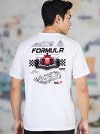 Greylongg Round Neck Racing Design Printed T-Shirt.