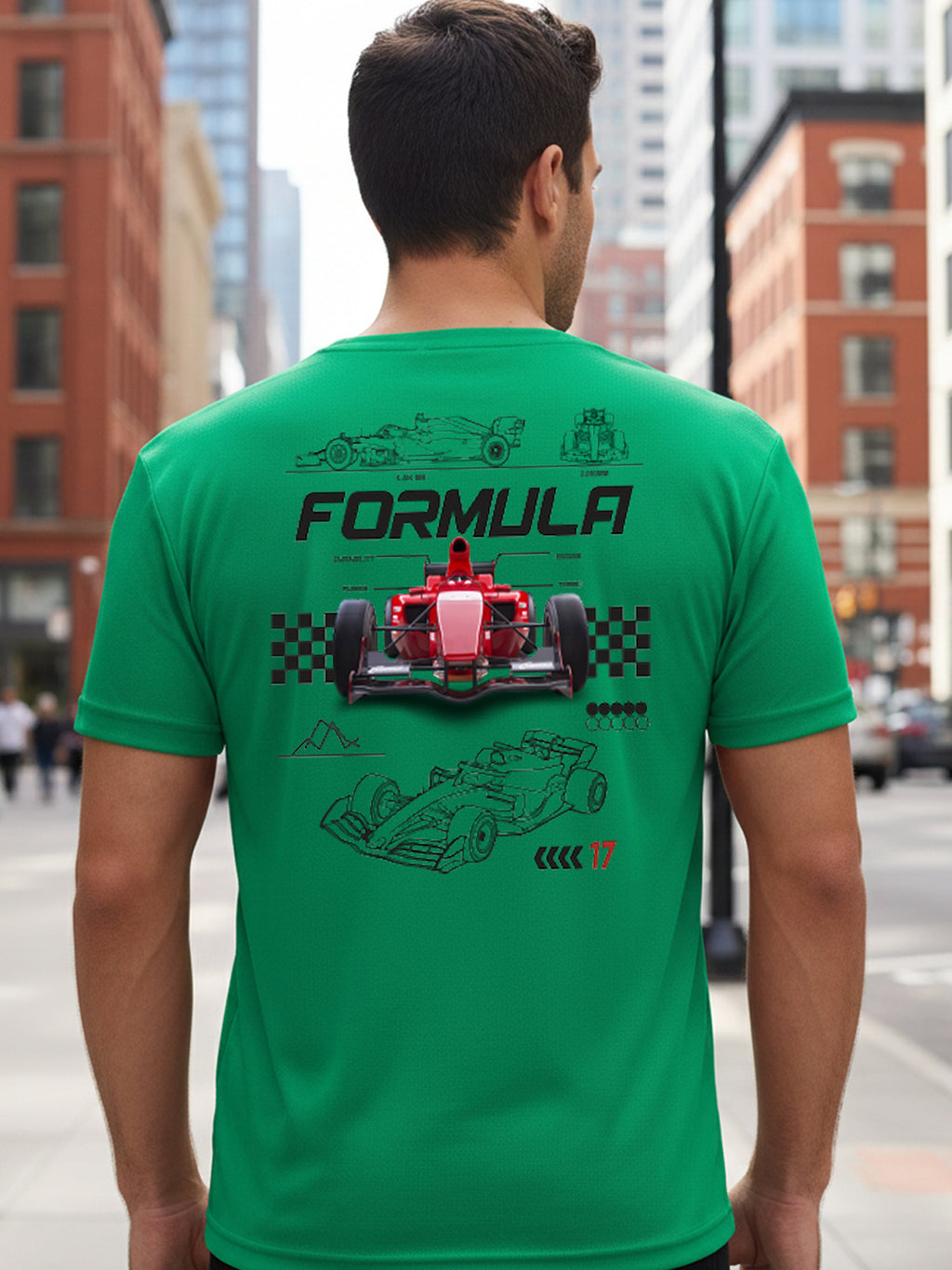Greylongg Round Neck Racing Design Printed T-Shirt.