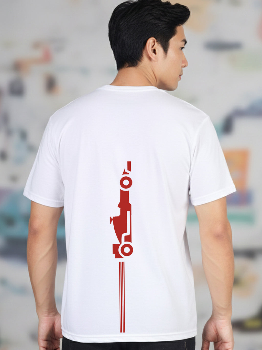 Greylongg Round Neck Racing Design Printed T-Shirt.