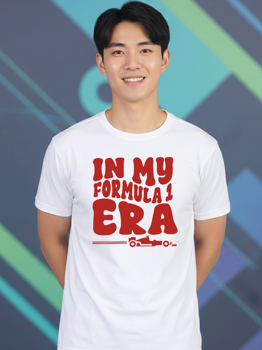 Greylongg Round Neck Racing Design Printed T-Shirt.