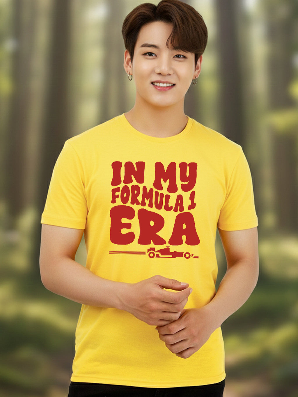 Greylongg Round Neck Racing Design Printed T-Shirt.
