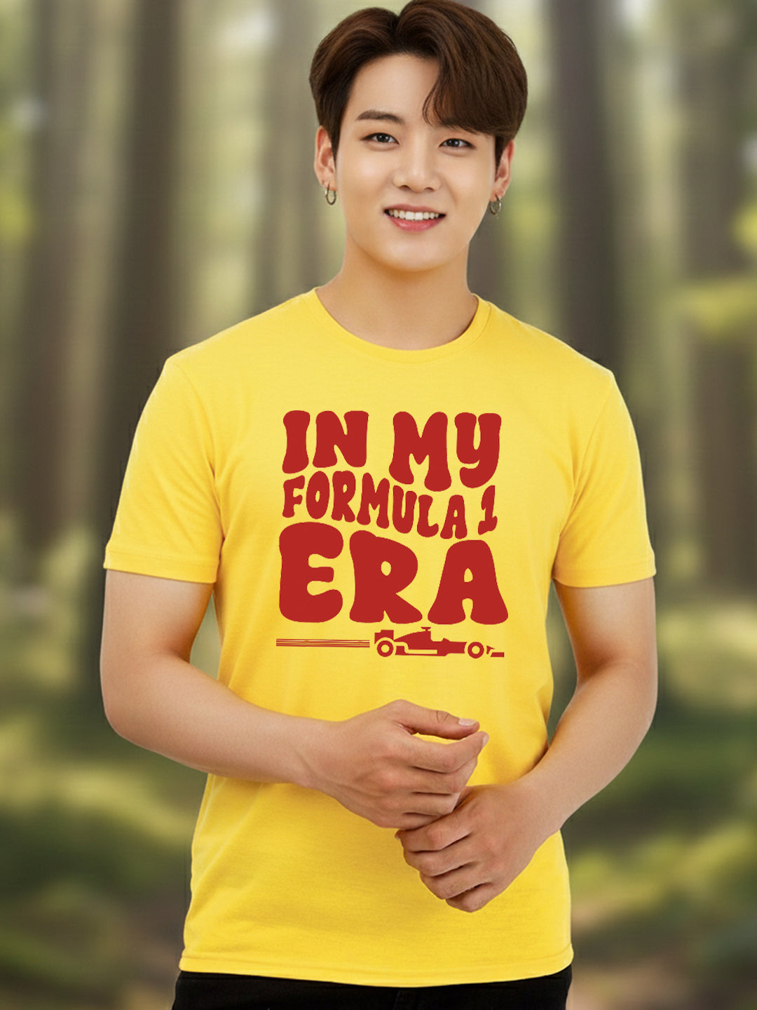 Greylongg Round Neck Racing Design Printed T-Shirt.