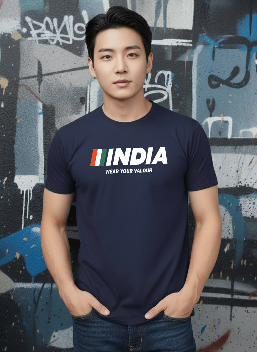 Greylongg Round Neck India Design Printed T-Shirt.