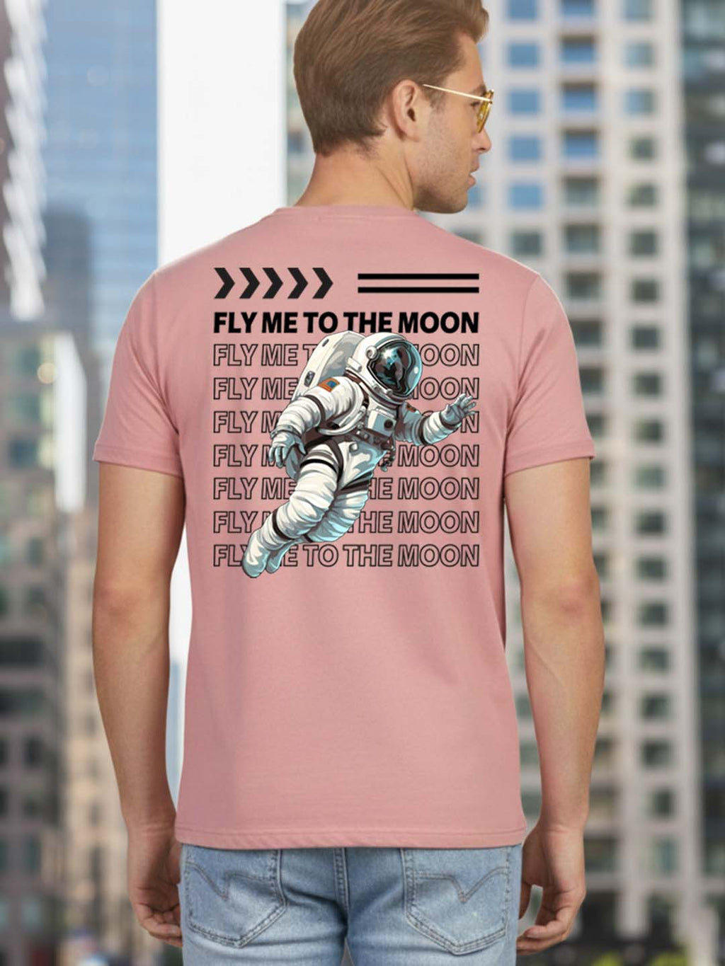 Greylongg Round Neck Nasa Design Printed T-Shirt.