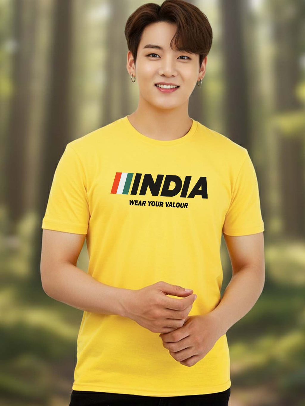 Greylongg Round Neck India Design Printed T-Shirt.