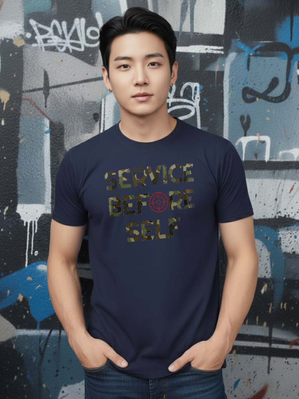Greylongg Round Neck Indian Army Design Printed T-Shirt.