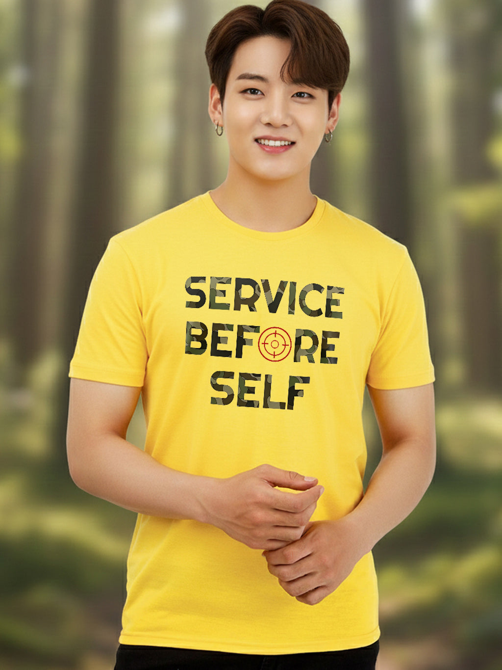 Greylongg Round Neck Indian Army Design Printed T-Shirt.