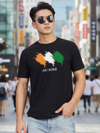 Greylongg Round Neck Indian, jai Hind Design Printed T-Shirt.