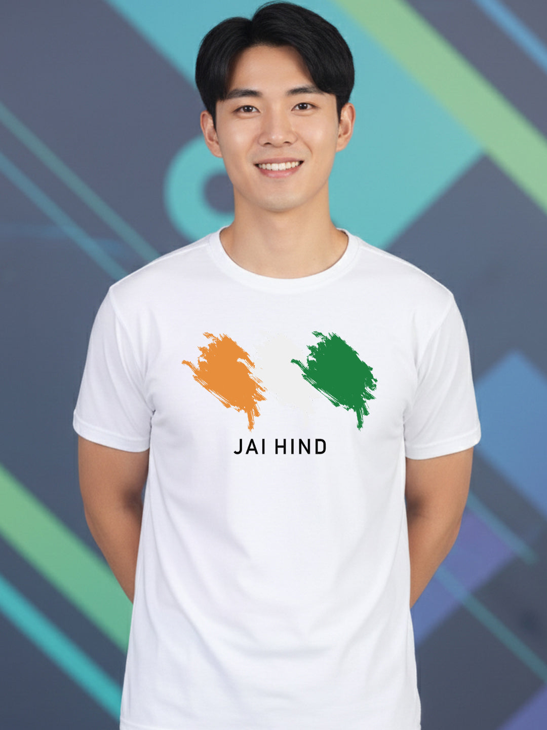 Greylongg Round Neck Indian, jai Hind Design Printed T-Shirt.