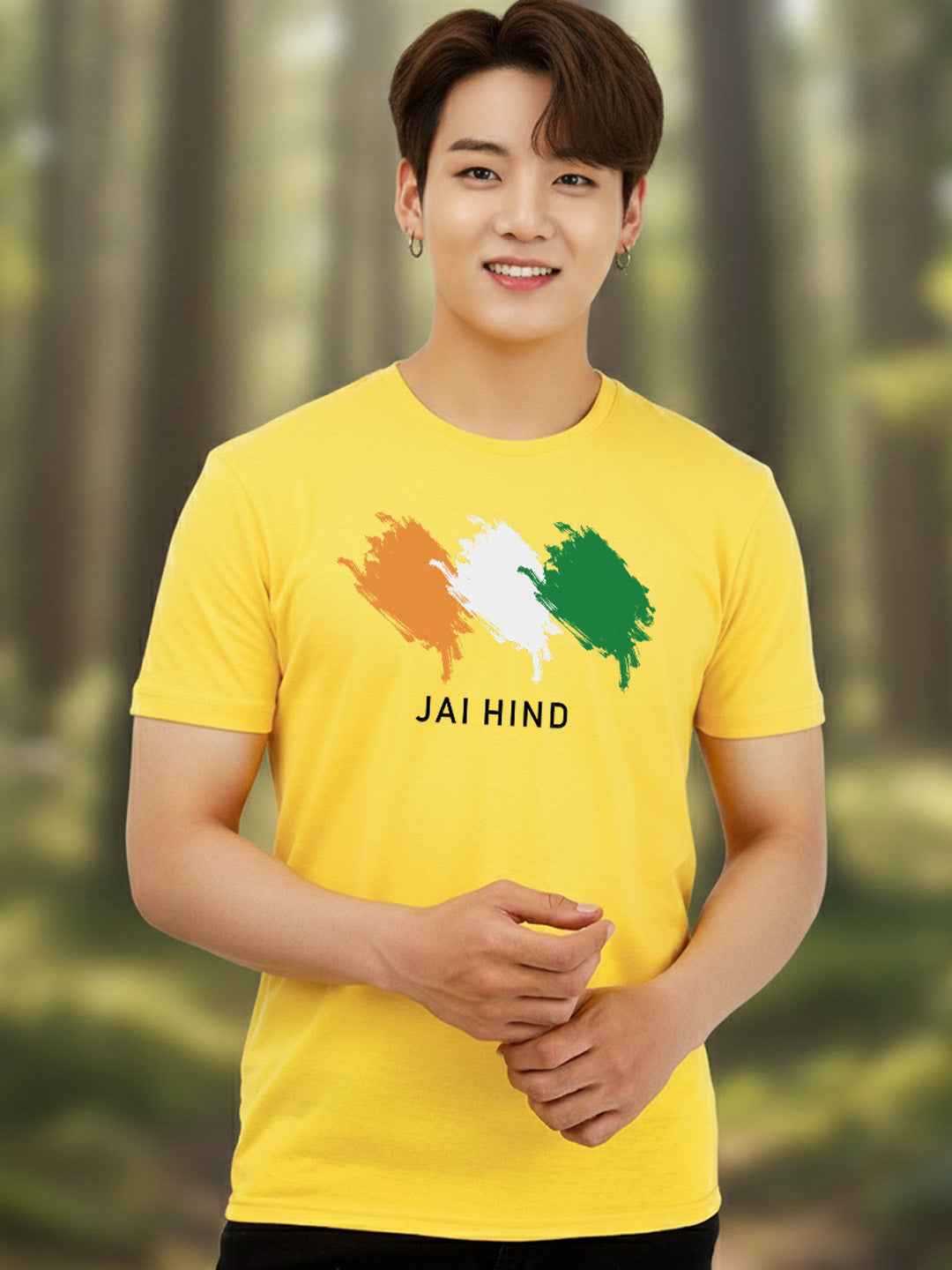 Greylongg Round Neck Indian, jai Hind Design Printed T-Shirt.