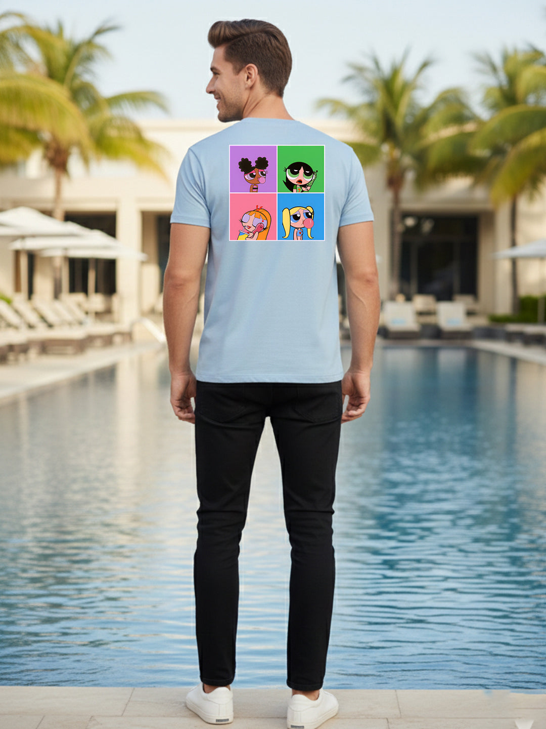 Greylongg Round Neck Cartoon Design Printed T-Shirt.