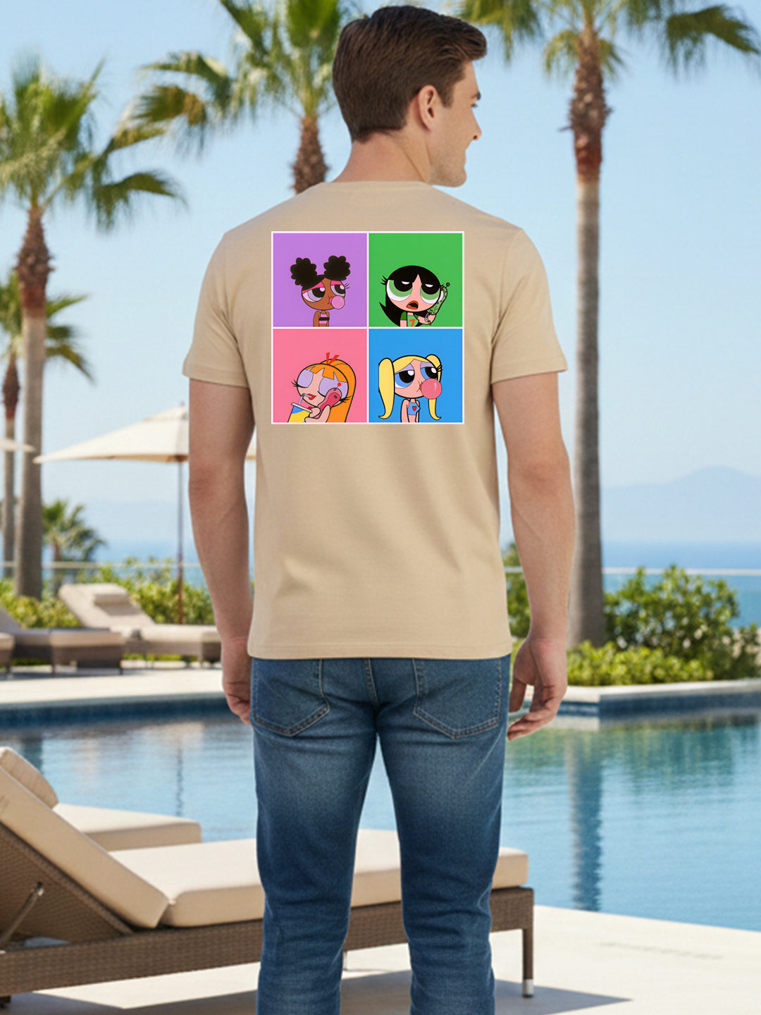 Greylongg Round Neck Cartoon Design Printed T-Shirt.