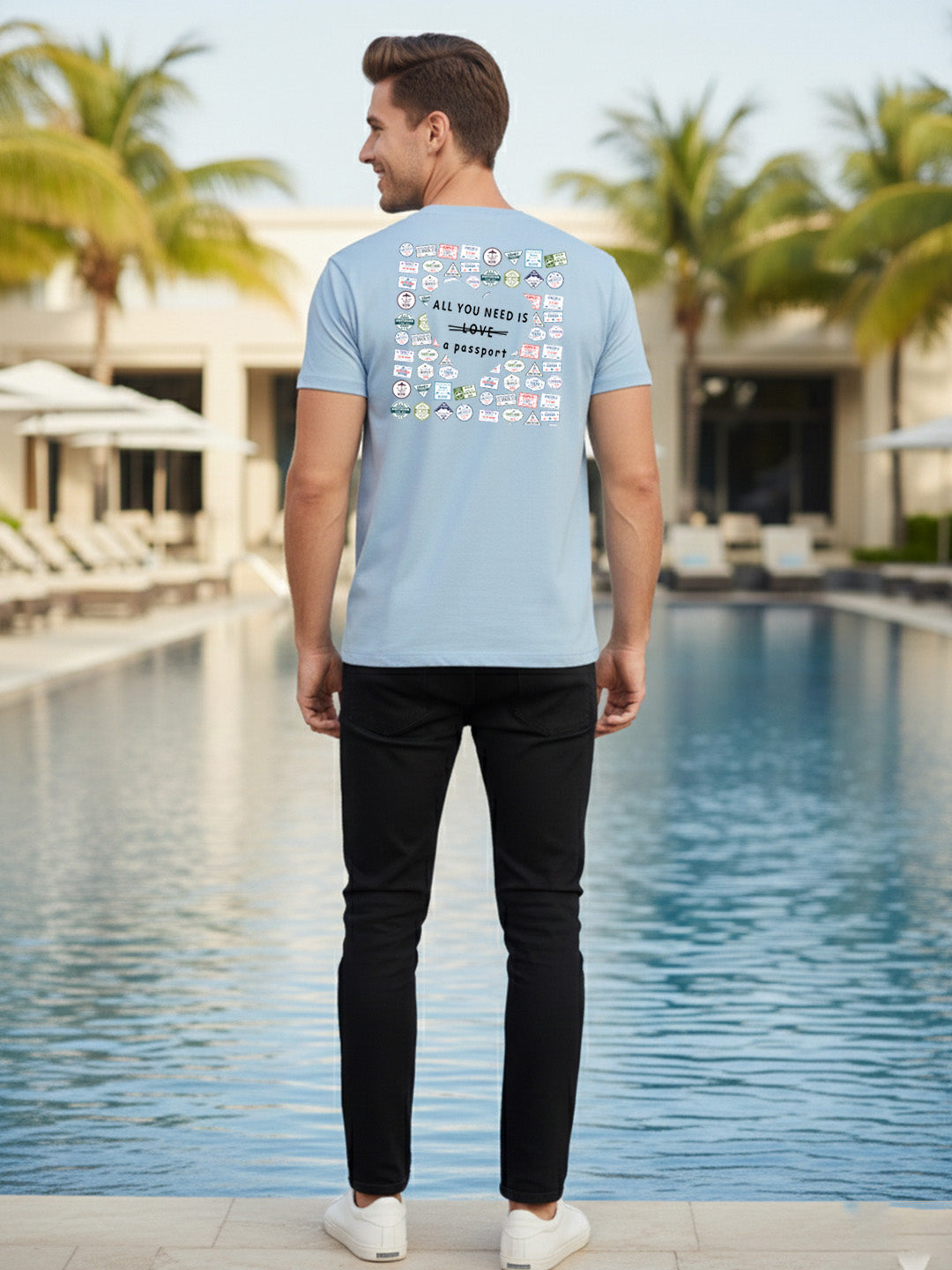 Greylongg Round Neck Love Hurt  Design Printed T-Shirt.