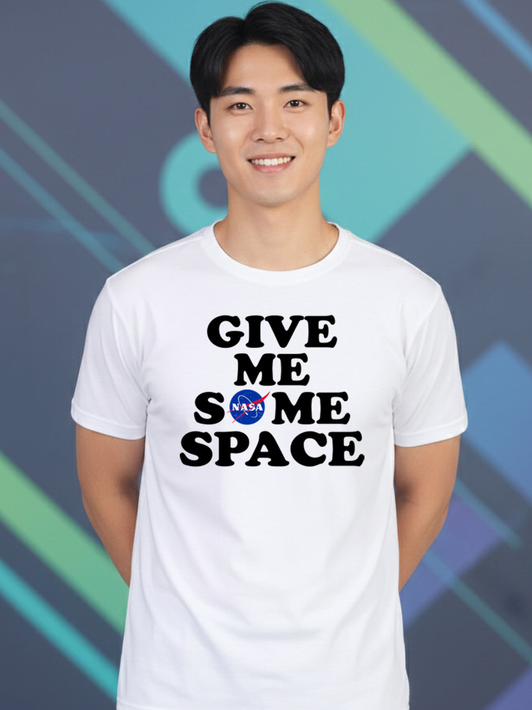 Greylongg Round Neck Space Design Printed T-Shirt.