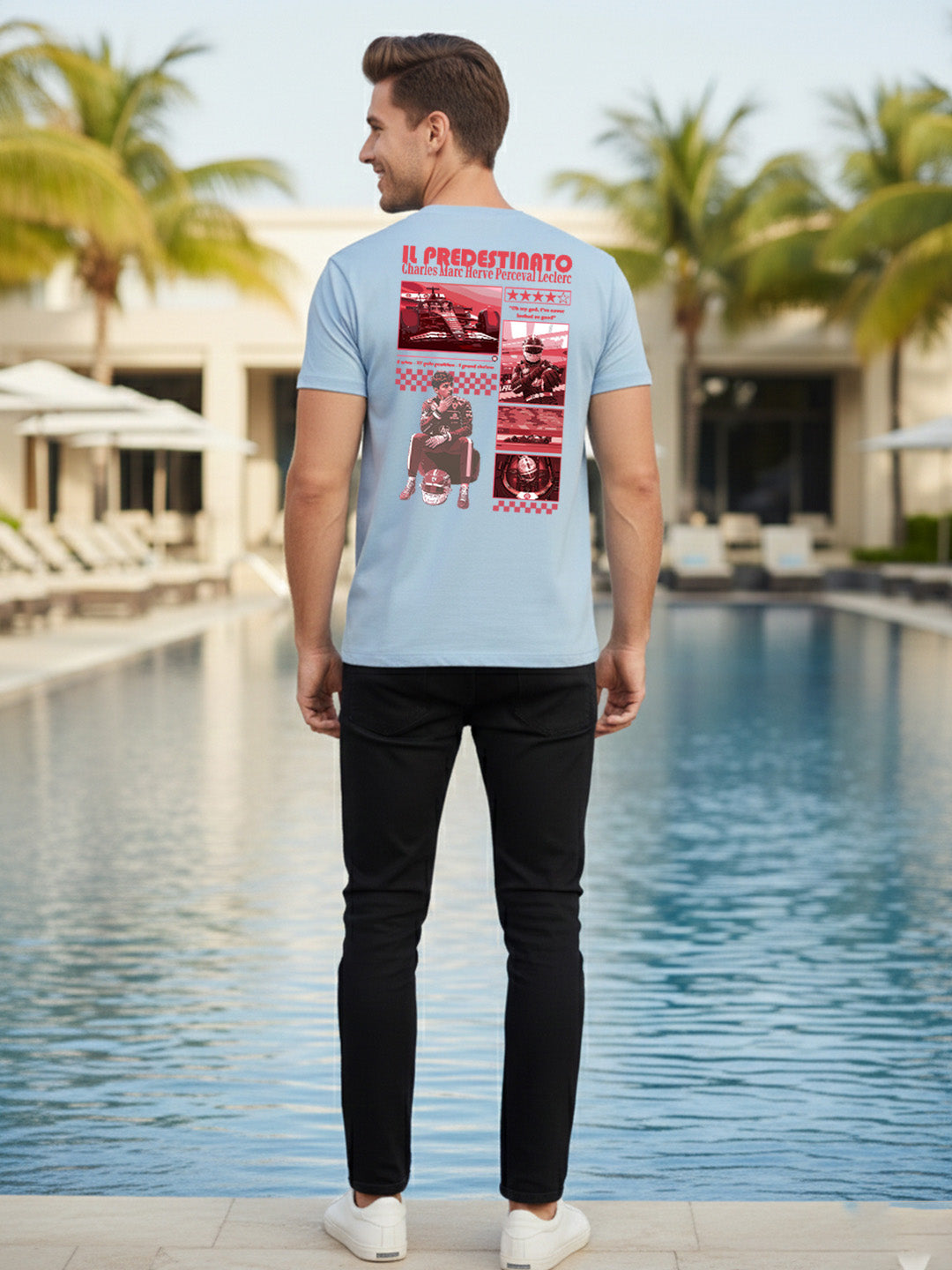 Greylongg Round Neck Ferrari Design Printed T-Shirt.