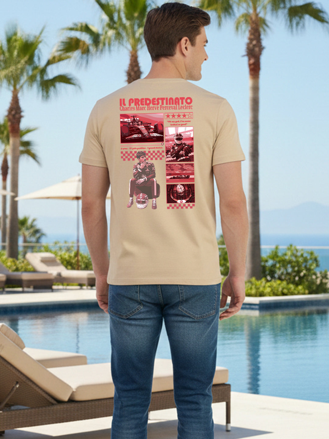 Greylongg Round Neck Ferrari Design Printed T-Shirt.