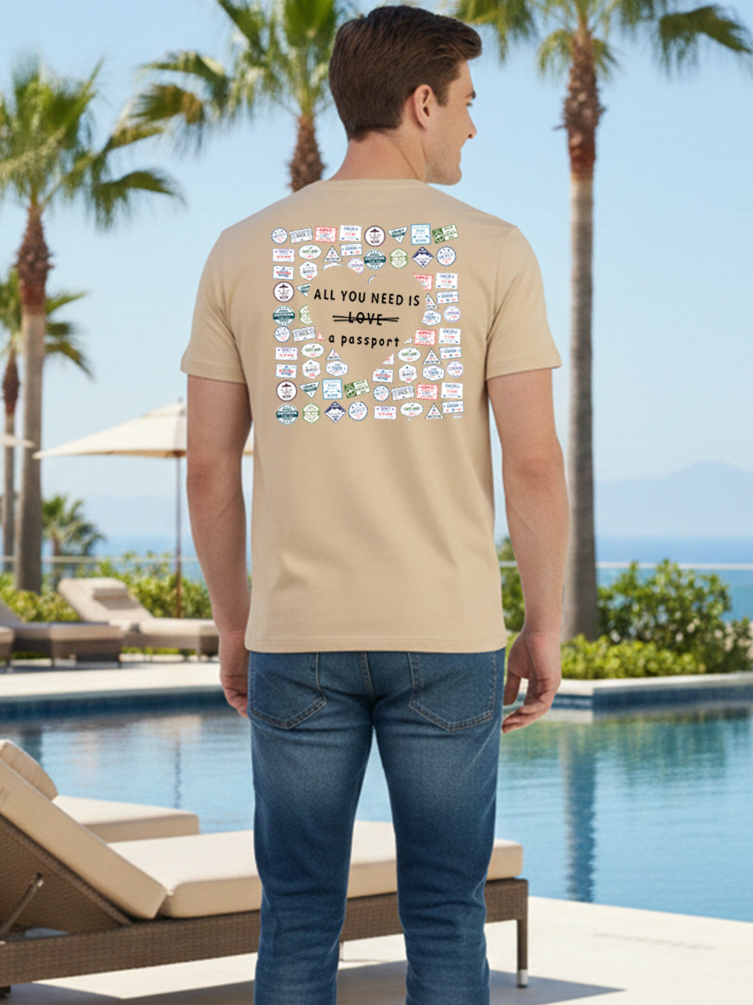 Greylongg Round Neck Love Hurt  Design Printed T-Shirt.