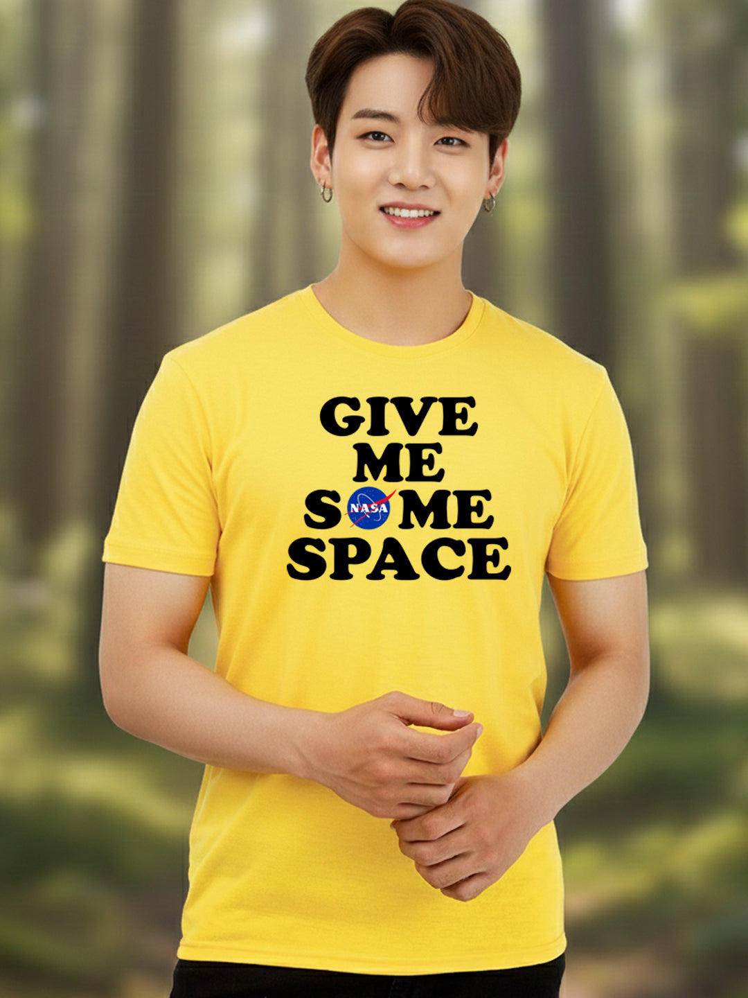 Greylongg Round Neck Space Design Printed T-Shirt.