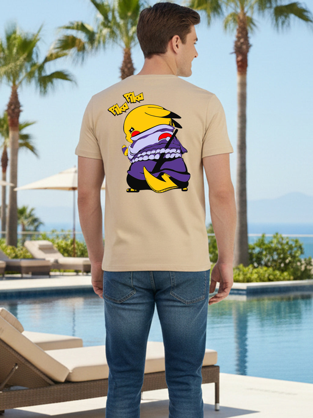 Greylongg Round Neck Cartoon Pika-chu Design Printed T-Shirt.