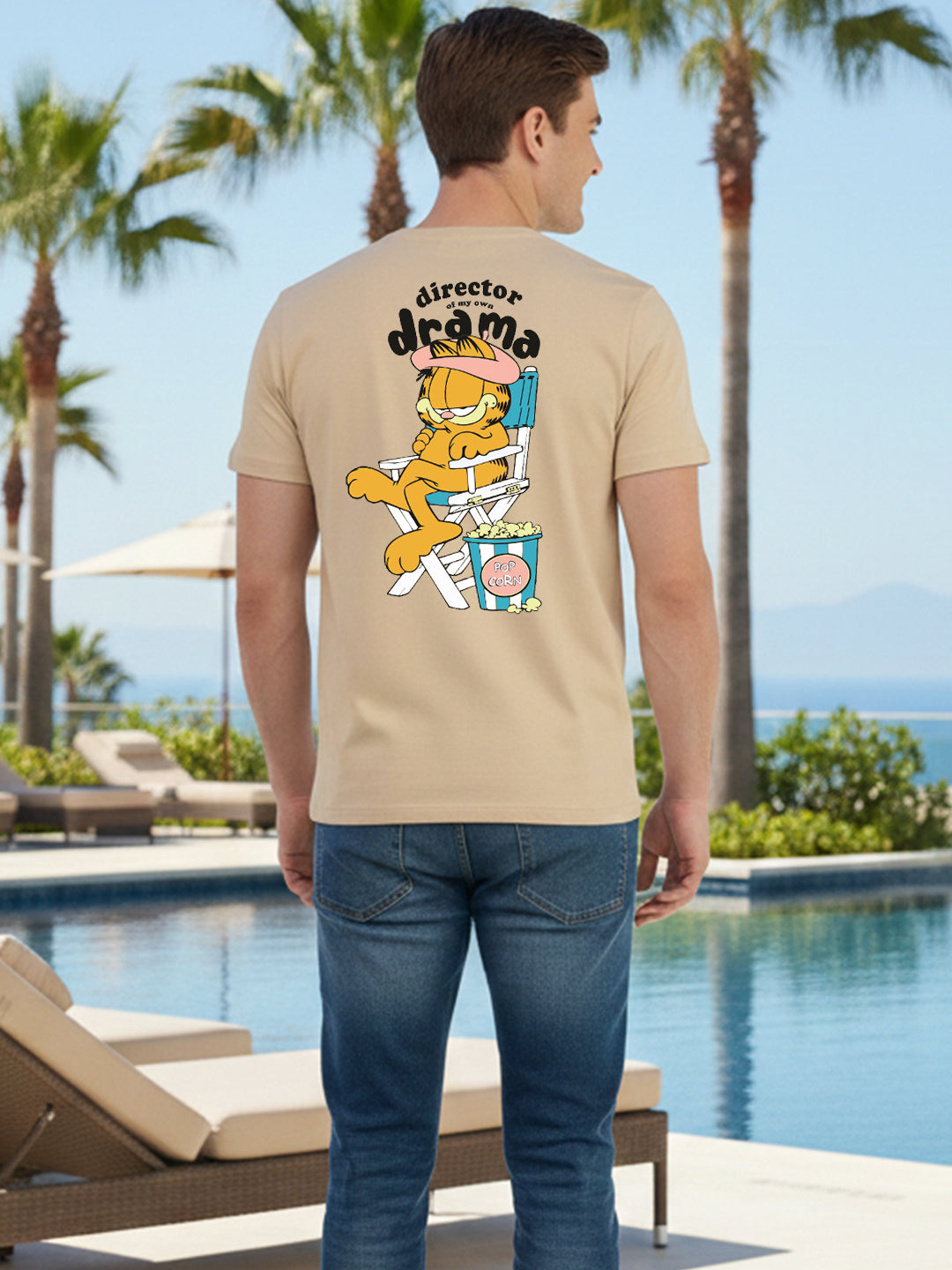 Greylongg Round Neck Garfield Design Printed T-Shirt.