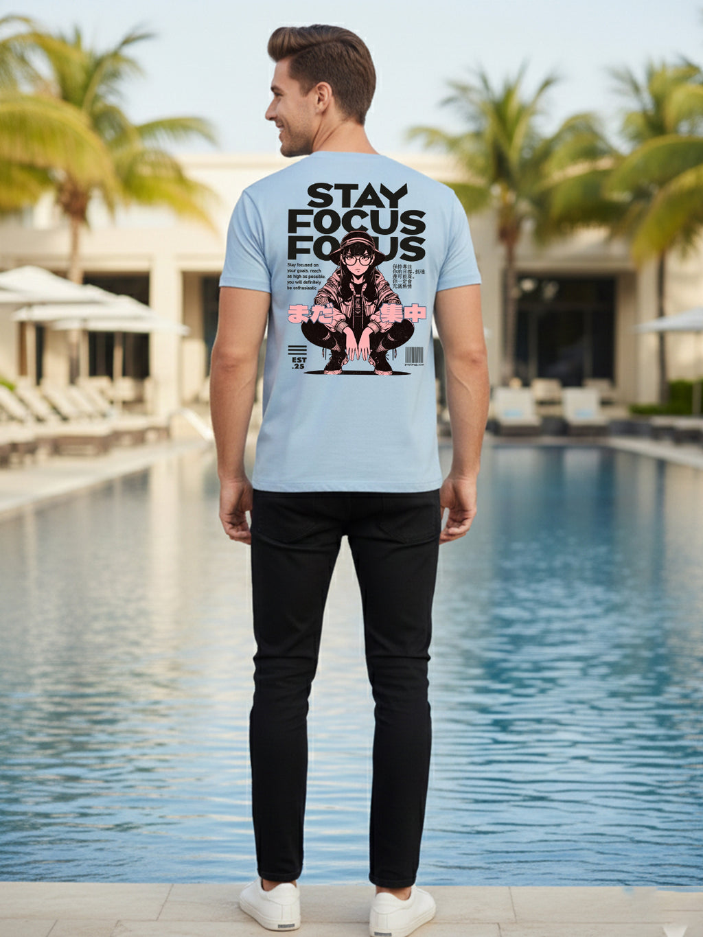 Greylongg Round Neck Streetwear Design Printed T-Shirt.