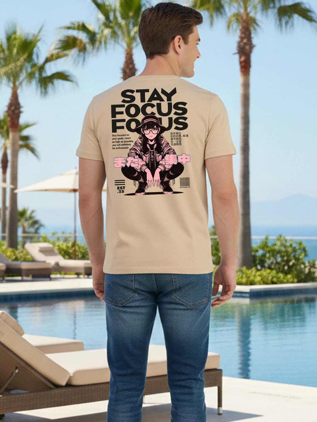 Greylongg Round Neck Streetwear Design Printed T-Shirt.