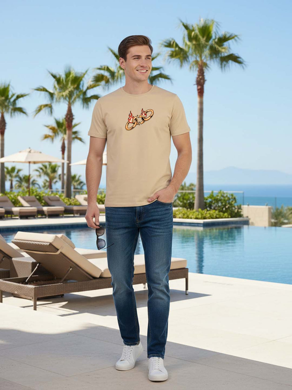 Greylongg Round Neck Streetwear Design Printed T-Shirt.