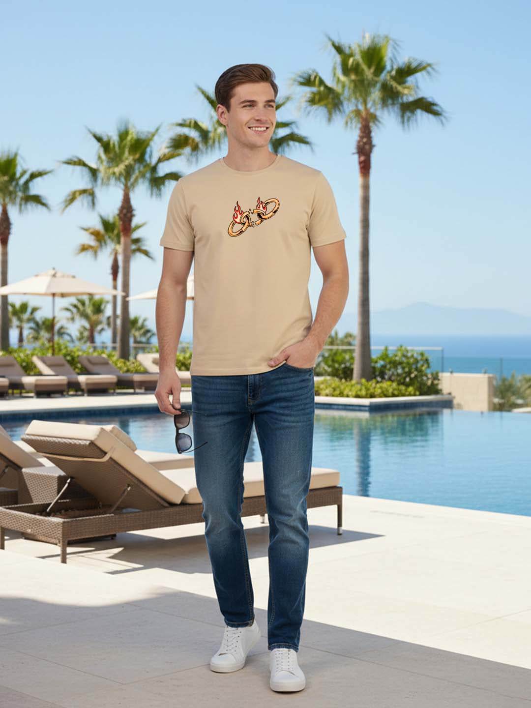 Greylongg Round Neck Streetwear Design Printed T-Shirt.