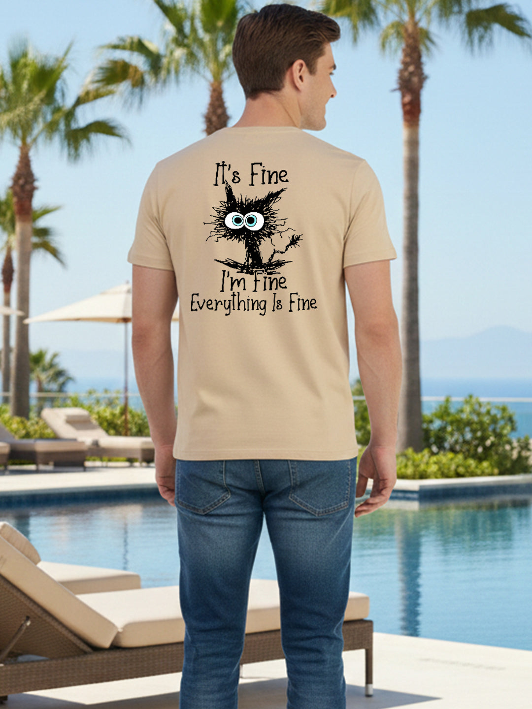 Greylongg Round Neck It's Fine Design Printed T-Shirt.
