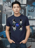 Greylongg Round Neck Nasa Design Printed T-Shirt.