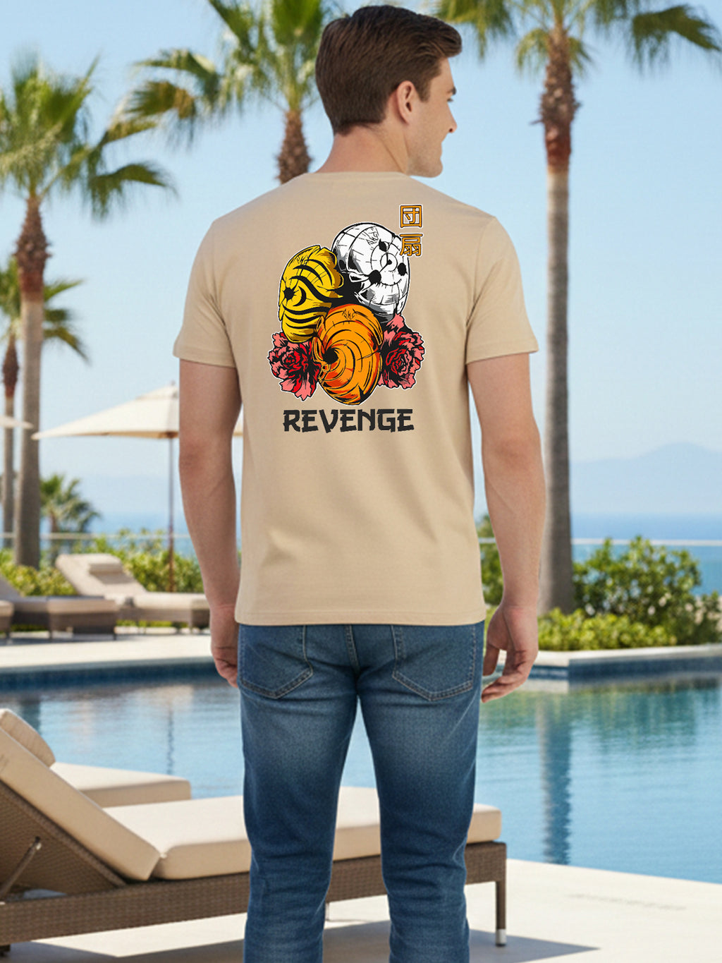 Greylongg Round Neck Revenge Design Printed T-Shirt.