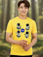 Greylongg Round Neck Nasa Design Printed T-Shirt.