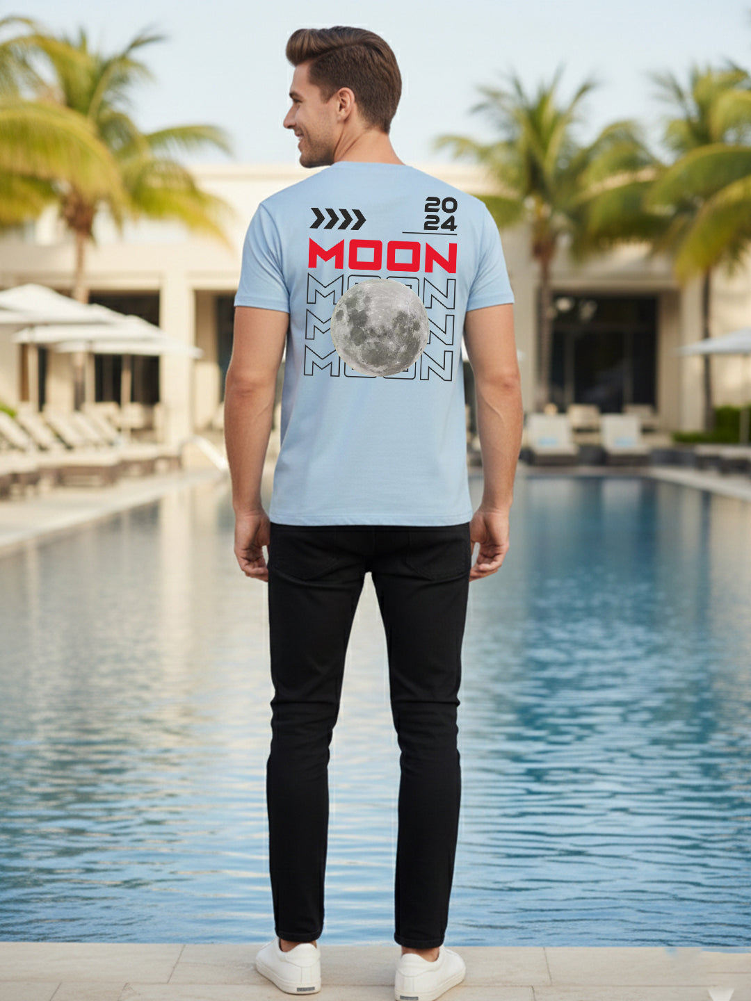 Greylongg Round Neck Nasa Design Printed T-Shirt.
