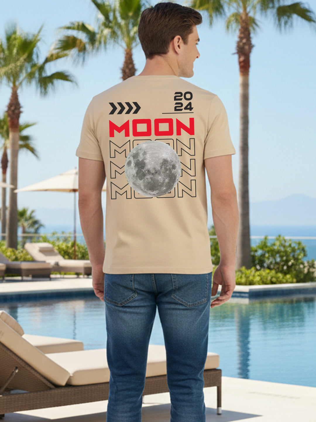 Greylongg Round Neck Nasa Design Printed T-Shirt.