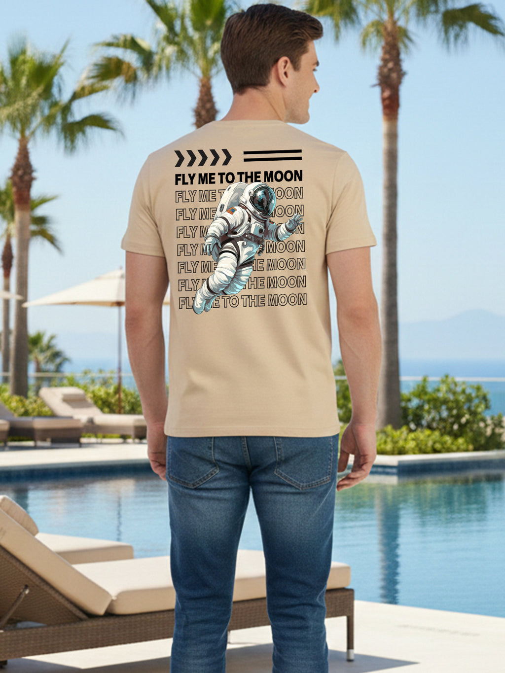 Greylongg Round Neck Nasa Design Printed T-Shirt.