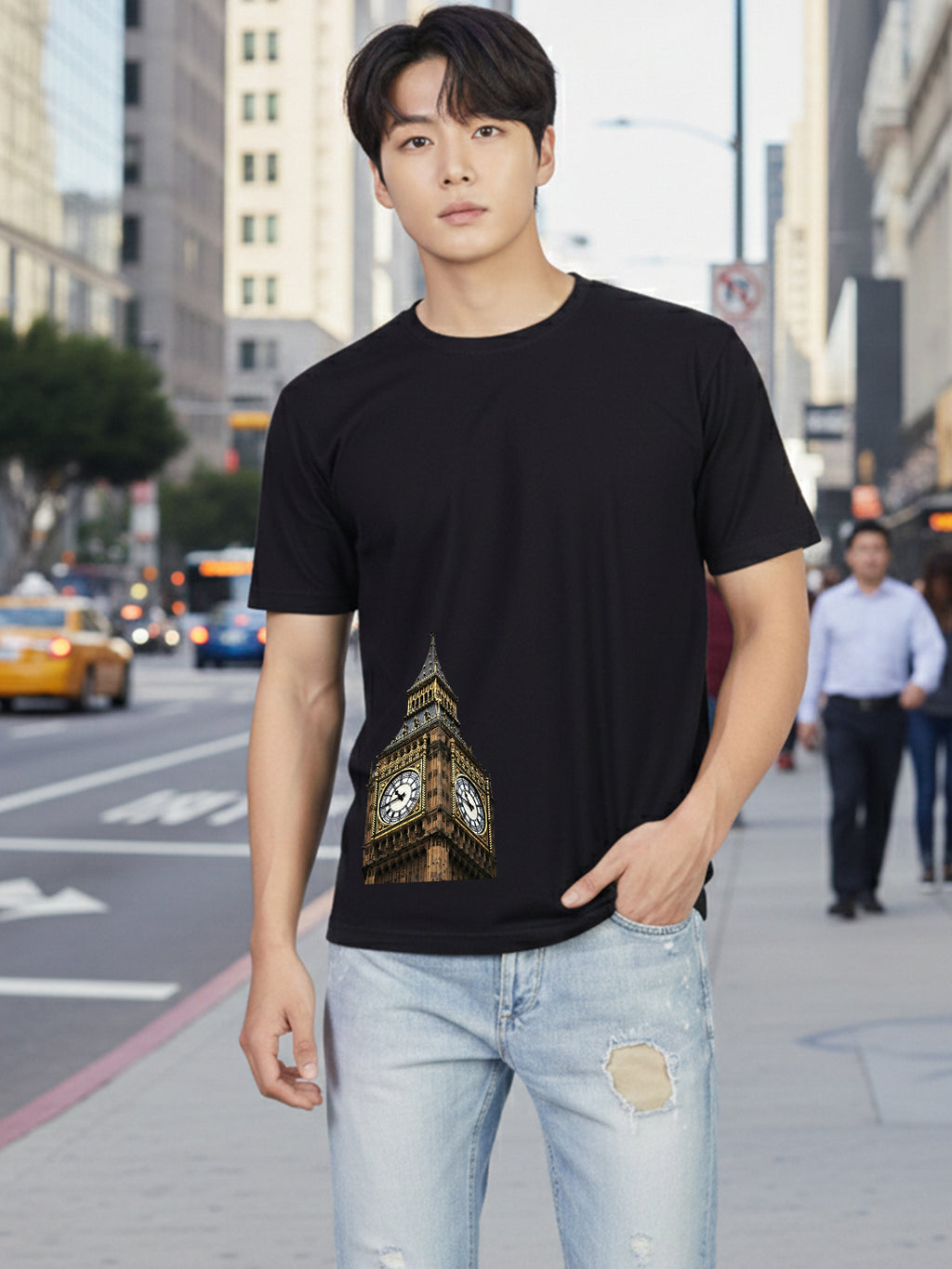 Greylongg Round Neck London City Design Printed T-Shirt.