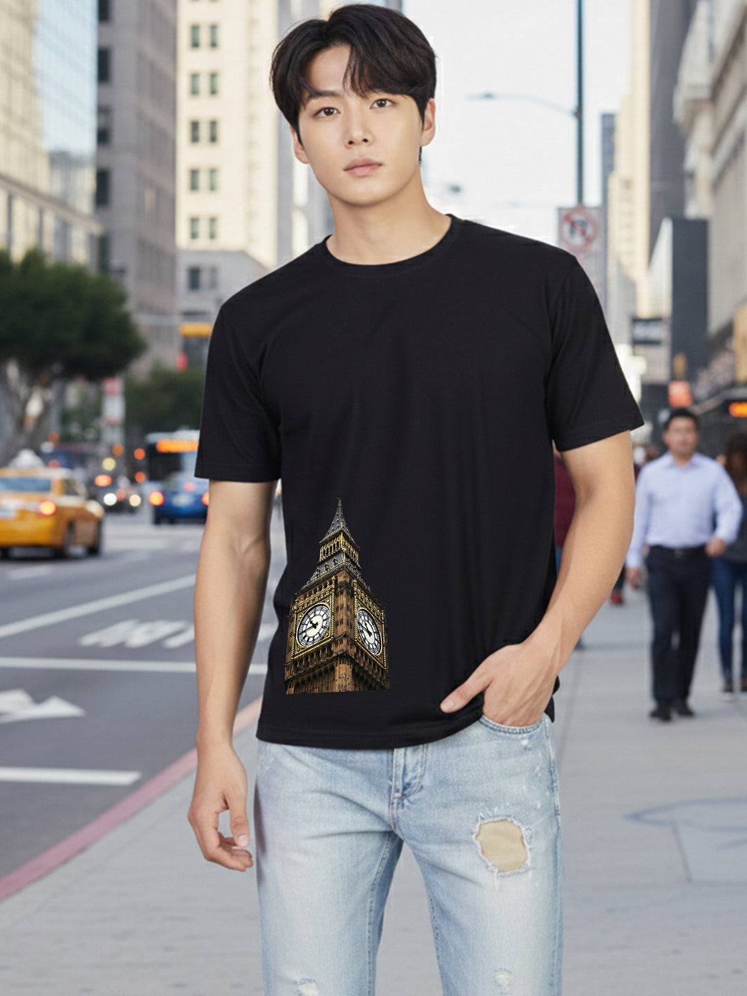 Greylongg Round Neck London City Design Printed T-Shirt.