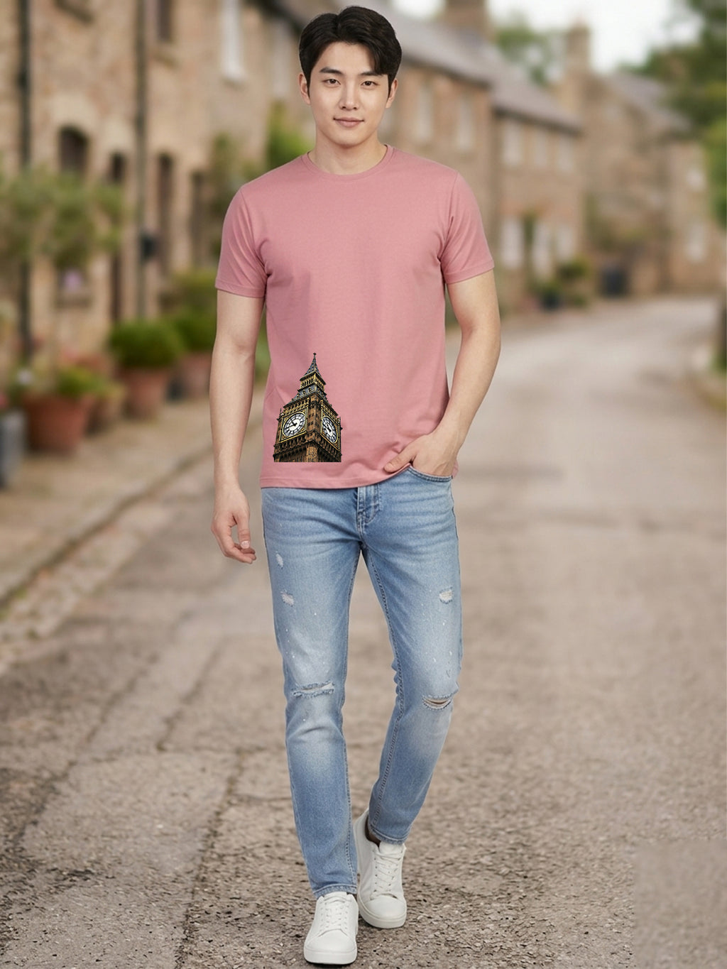 Greylongg Round Neck London City Design Printed T-Shirt.