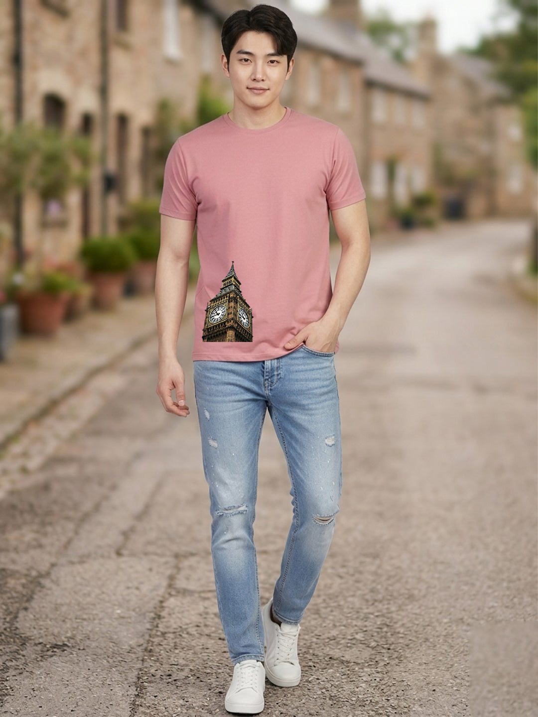 Greylongg Round Neck London City Design Printed T-Shirt.