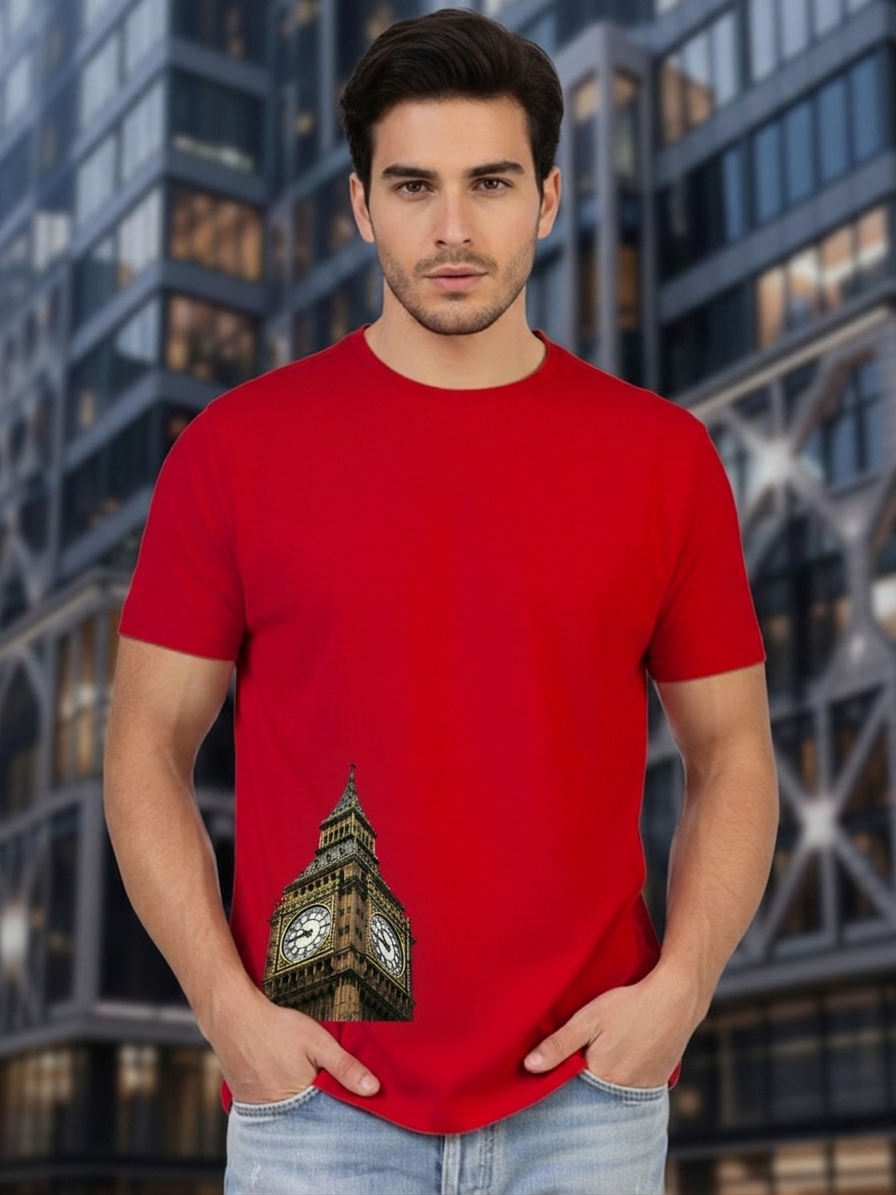 Greylongg Round Neck London City Design Printed T-Shirt.