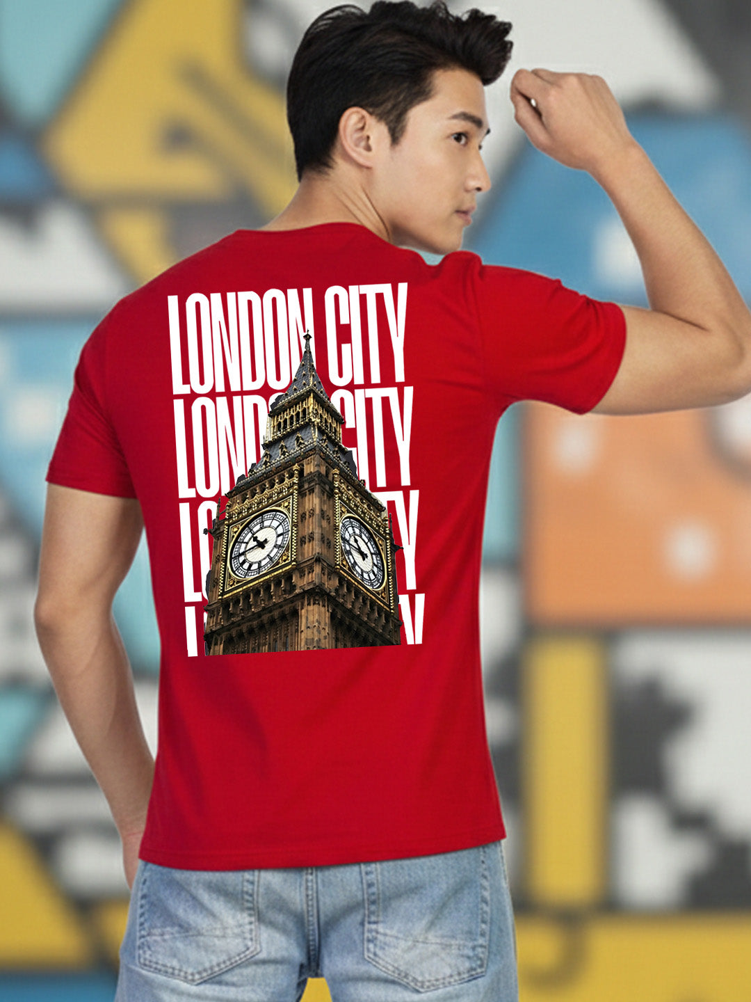 Greylongg Round Neck London City Design Printed T-Shirt.