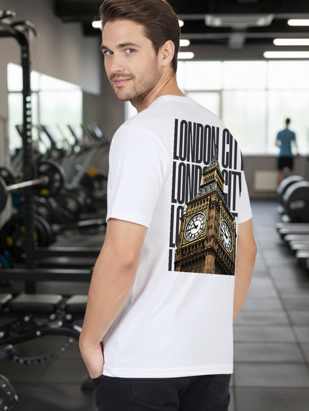 Greylongg Round Neck London City Design Printed T-Shirt.