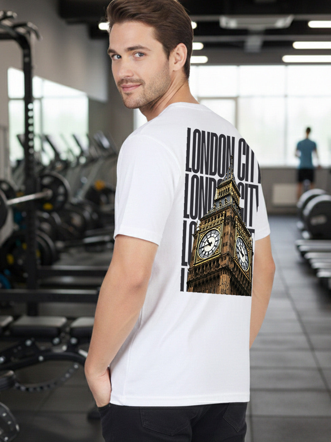 Greylongg Round Neck London City Design Printed T-Shirt.