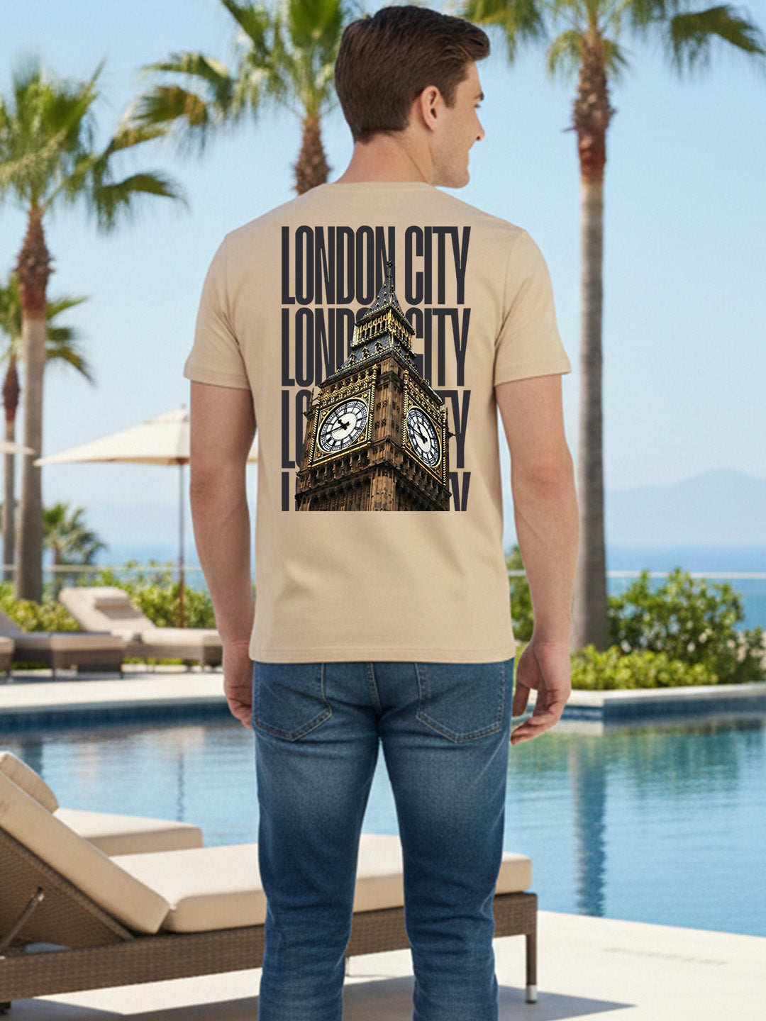 Greylongg Round Neck London City Design Printed T-Shirt.