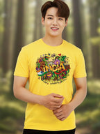 Greylongg Round Neck India Festival Design Printed T-Shirt.