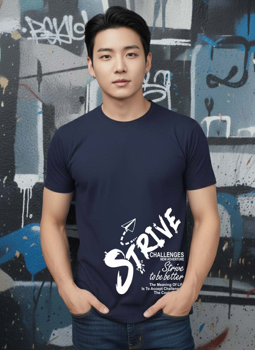 Greylongg Round Neck Strive look Design Printed T-Shirt.