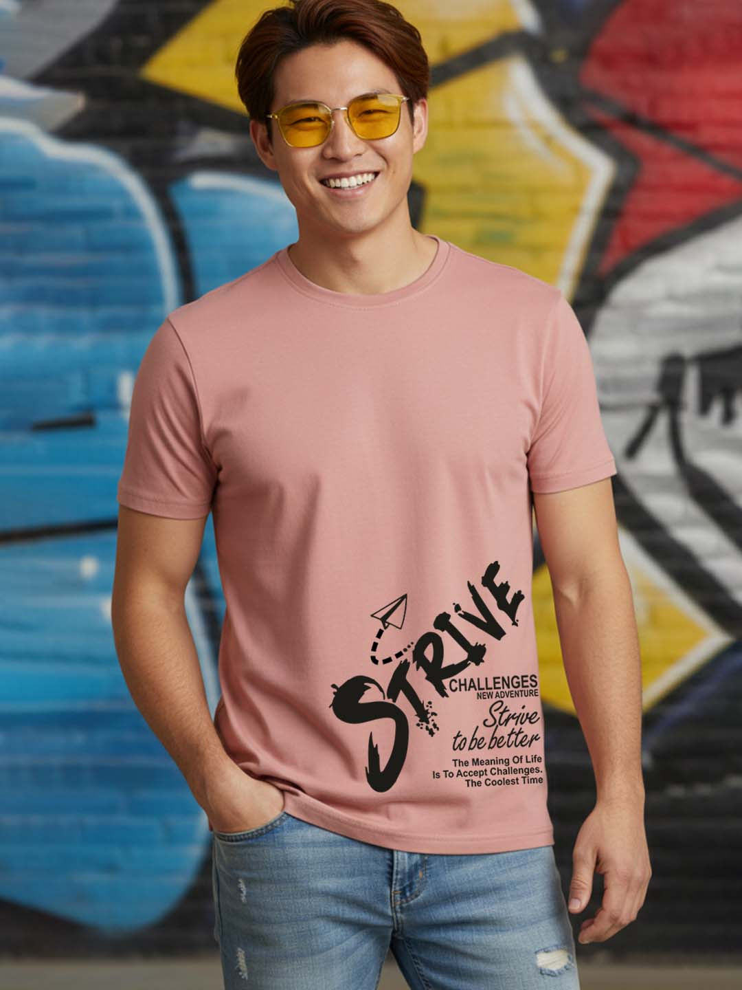 Greylongg Round Neck Strive look Design Printed T-Shirt.
